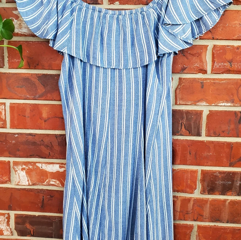 American Eagle Outfitters Blue and White Striped Bbutton Up Mini Dress XS/TP - Picture 3 of 5